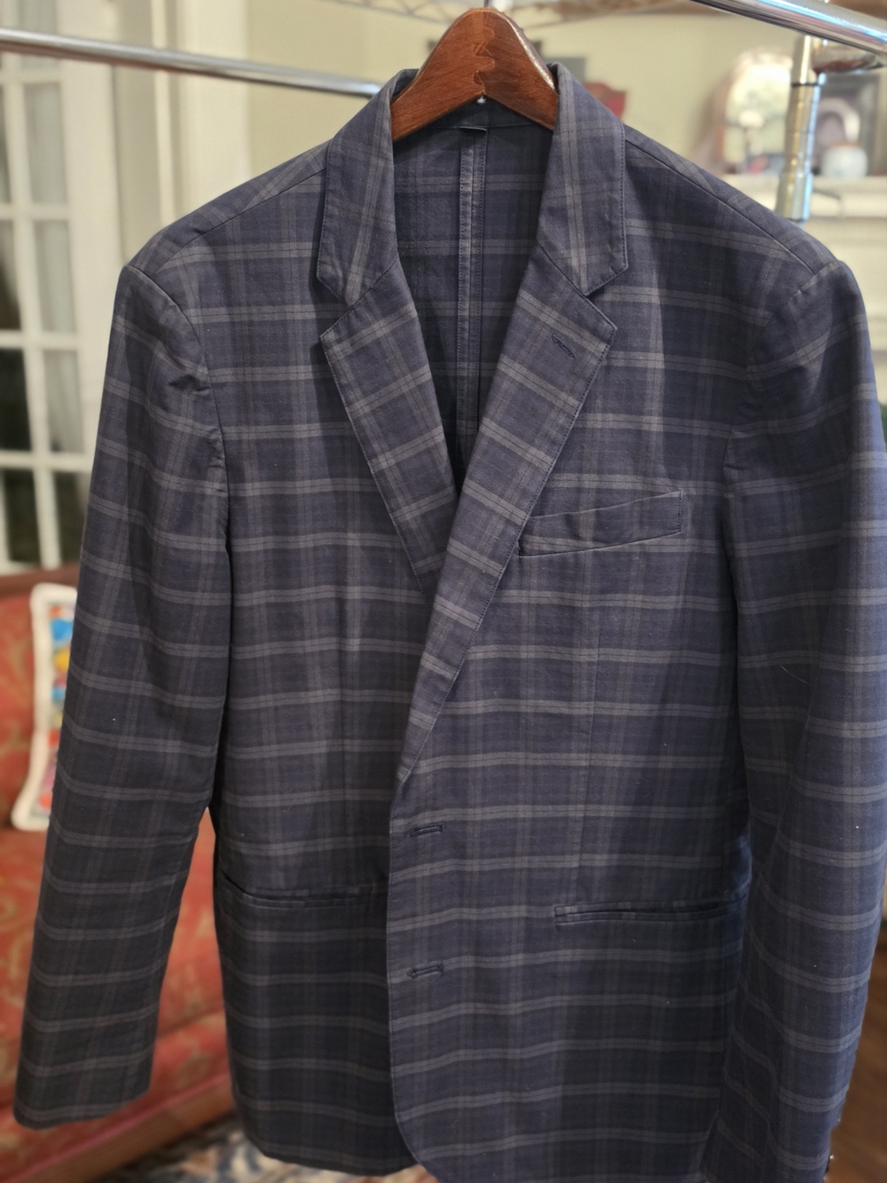 J. Crew Men's Blue Gray Plaid Sport Coat